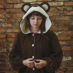 Custom Lain Bear inspired kigurumi (adult onesie, pajama)