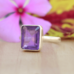 Natural Amethyst Ring Women, Sterling Silver Gemstone Ring, Amethyst Ring Silver, Stone Ring, Purple Crystal Jewelry