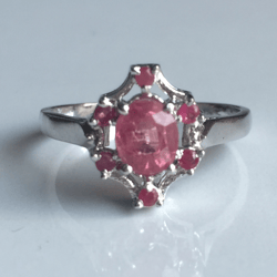 AAA Qualily Natural Ruby Stone Cluster Ring In 925 Sterling Silver