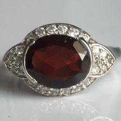 AAA Qualily Natural Red Garnet Ring In 925 Sterling Solid Silver