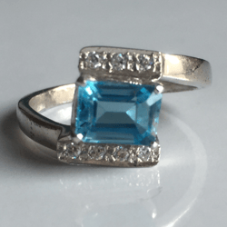 AAA Qualily Natural Aquamarine Ring In 925 Sterling Solid Silver