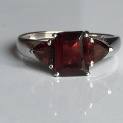 AAA Qualily Natural Red Garnet Octagen Shape Stone Ring In 925 Sterling Solid Silver