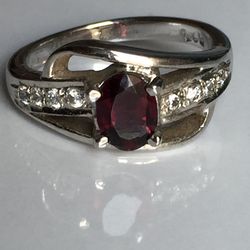 AAA Qualily Natural Red Garnet Stone Ring In 925 Sterling Solid Silver