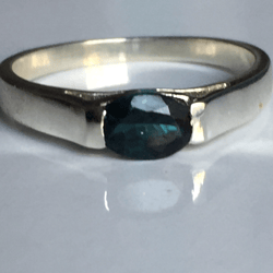 Natural Clean Blue Shade Tourmaline Midi Ring For Women In 925 Sterling Silver