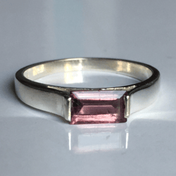Natural Clean Pink Tourmaline Midi Ring For Women In 925 Sterling Silver