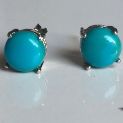 Natural Turquoise Stud In 925 Sterling Silver ,Gifts For Daughter, Best Gifts For Women