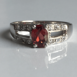 AAA Qualily Natural Red Garnet Stone Ring For Women In 925 Sterling Silver