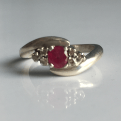 AAA Qualily Natural Ruby Stone With Full Cut Natural Clean Diamonds In 925 Sterling Silver