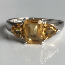 AAA Qualily Natural Octagen Shape Citrine Ring In 925 Sterling Silver