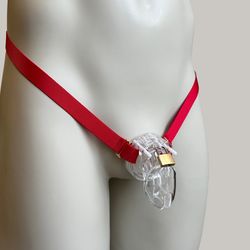 Chastity Cage Anti-falling Universal Waist Strap, Red Two Strap Adjustable Elastic Belt (Cage Not Included)