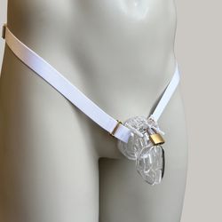 Chastity Cage Anti-falling Universal Waist Strap, White Two Strap Adjustable Elastic Belt (Cage Not Included)