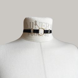 Calliope Elastic Strappy Collar Black, Mistress Choker Bondage Collar Adjustable Collar BDSM Accessories
