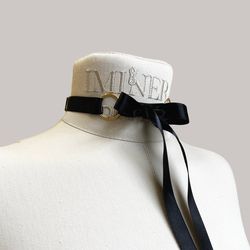 Iris Elastic Strappy Collar Black, Bow Mistress Choker Bondage Collar Adjustable Collar BDSM Accessories