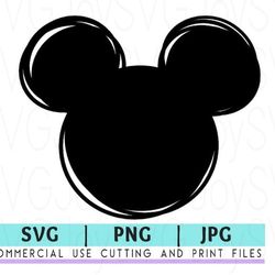 mickey mouse silhouettes outline head digital download, svg, jpg, cricut, vector silhouette cut file, instant download