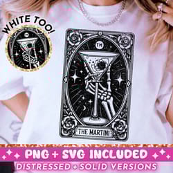 the martini tarot card svg png, skeleton sublimation design, witchy mug tshirt png design, gothic cocktail svg cut file,