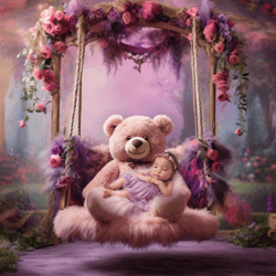 Newborn photography digital backdrop. Teddy bear background for photographers. Instant download photo props
