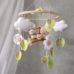 Eco-Friendly Felt Owl Baby Mobile - Perfect for Girl Nursery Decor and Baby Showers