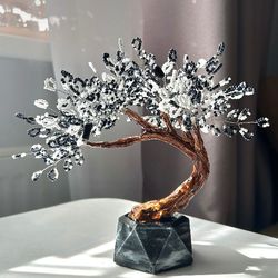 Handmade Wire Sculpture: Feng Shui Beaded Tree for Home Decor
