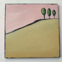 Oil Painting "In the Field". Landscape painting. Miniature painting. Fiberboard.