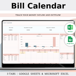 Bill Calendar Spreadsheet Template in Excel and Google Sheets