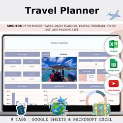 Ultimate Travel Planner In Excel & Google Sheets, Spreadsheet Template For Travel