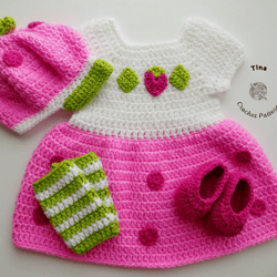 CROCHET PATTERN - Strawberry Shortcake Birthday Outfit | Baby Girl Photo Prop | Crochet Halloween Costume