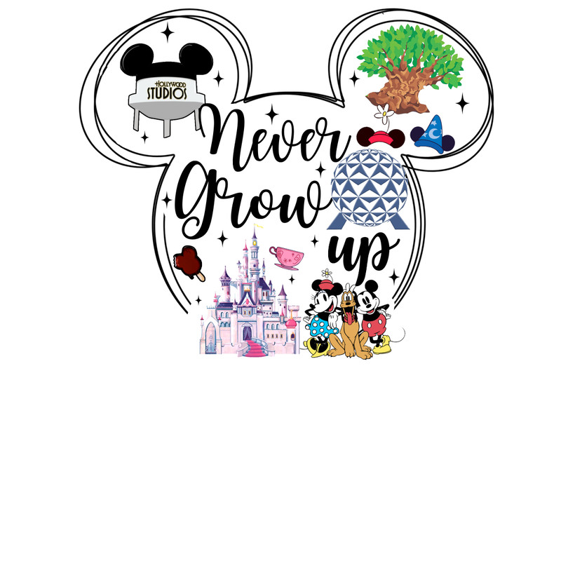 Never-grow-up-png,-Princess-Png,-Family-Trip-Vacation-Shirt-P1304241060.png