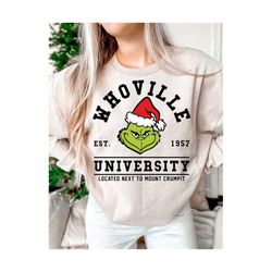 whoville university svg, whoville svg, whoville est 1957 svg, the grinch svg, grinch png, grinch svg for shirts, my day