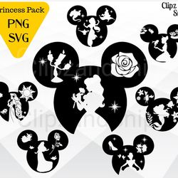 princess svg bundle, beauty and the beast svg, sleeping beauty svg, mickey svg for princess shirt, family vacation shirt