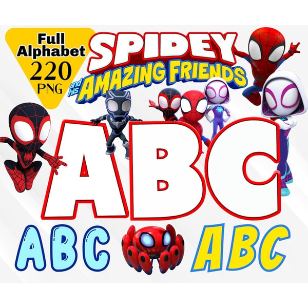 Spidey Letras Spidey and his Amazing Friends Alphabet, Spidey Font, Spidey | Inspire ...