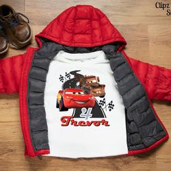 personalized cars birthday png, editable birthday shirt iron on, birthday printable lightning mcqueen mater, custom cars