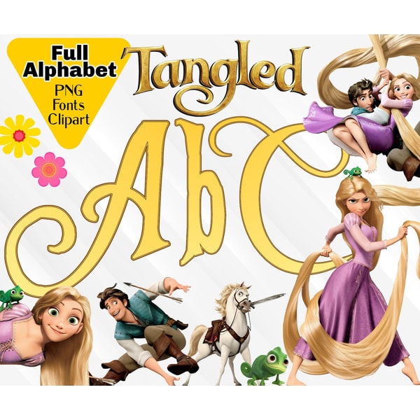 Tangled Font, Tangled PNG Alphabet, Tangled PNG Clipart, Tan - Inspire ...