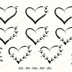 custom heart grandkid name svg, personalized mama svg, mother svg bundle, grammy, mimi, svg bundle,