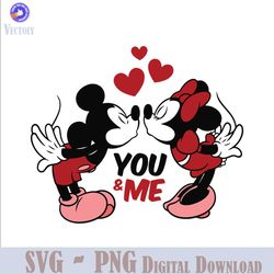 Mickey Kiss Minnie You And Me SVG