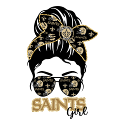-messy bun saints girl svg cricut digital download .