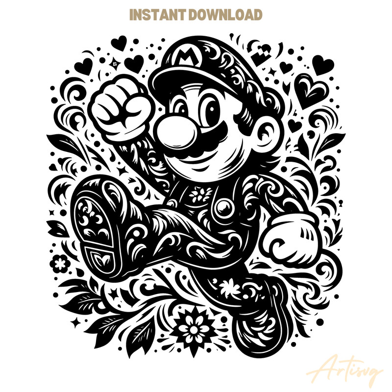 Floral-Super-Mario-Cartoon-Character-SVG-S2304241632.png