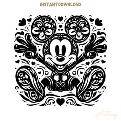floral mickey mouse cartoon character svg
