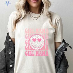 Digital Png File Girl Mama Happy Face Smile Stacked Distressed Retro Printable Waterslide TShirt Sublimation Design INS