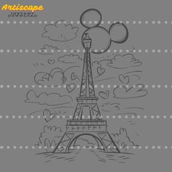 retro mickey mouse ears eiffel tower svg
