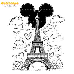 disney vacation eiffel tower mickey mouse ears svg
