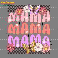 checkered mama flowers butterfly svg digital download files