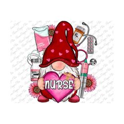 valentine&39s day nurse gnome png sublimation design download, valentine&39s day png, nurse gnome png, sublimate designs