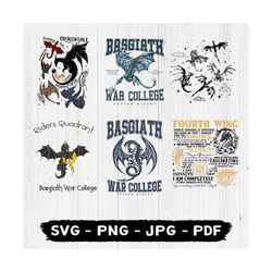 embroidered basgiath war college bundle png, fourth wing bundle, dragon rider, rebecca yorros, fourth wing, violet sorre