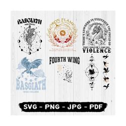 fourth wing png bundle, basgiath war college png, dragon rider svg, violet sorrengail, xaden riorson, riders quadrant, b