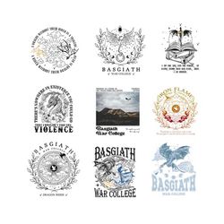 fourth wing bundle svg, basgiath war college png, dragon rider, violet sorrengail, xaden riorson, riders quadrant, booki