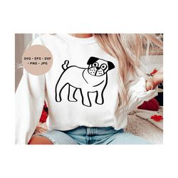 pug svg, pug art, pug shirt svg, dog face svg, cute pug dog svg, pug mom svg, pug gift, dog drawing, pug birthday, french bulldog svg, png