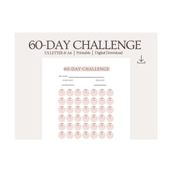 60 day challenge tracker printable, 60 day habit tracker, goal tracker, monthly challenge, progress tracker, fitness challenge, pdf goal