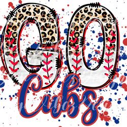 cubs leopard baseball splatter png digital download