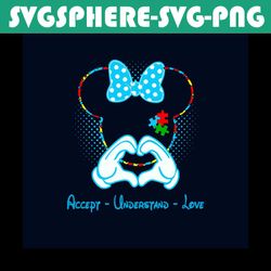 accept understand love autism mickey mouse svg, autism svg, awareness svg, autism awareness svg, autism love svg, mickey