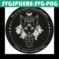 black cat the witches you didn't burn svg, trending svg, black cat svg, witch cat svg, witch black cat svg, witch svg, w